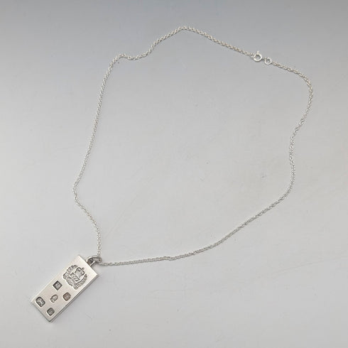 1977年 英国 純銀製 ジュビリーインゴットペンダント計20.1g 純銀ネックレス付 RJ